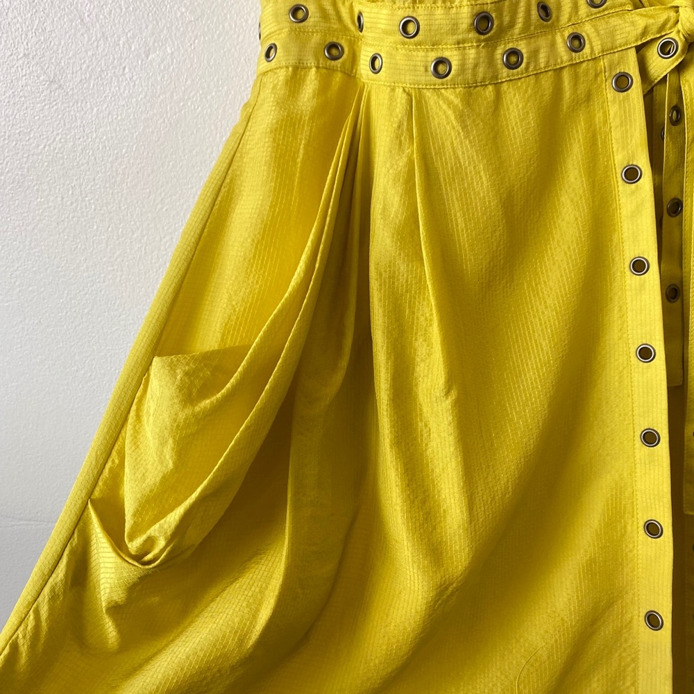 Nanette Lepore Yellow Silk Wind Swept Wrap Dress - Picture 4 of 15